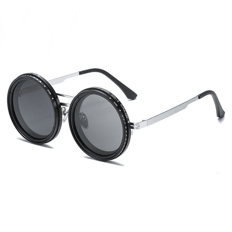 High Quality Round Polarized Brightness Adjustable Sunglasses